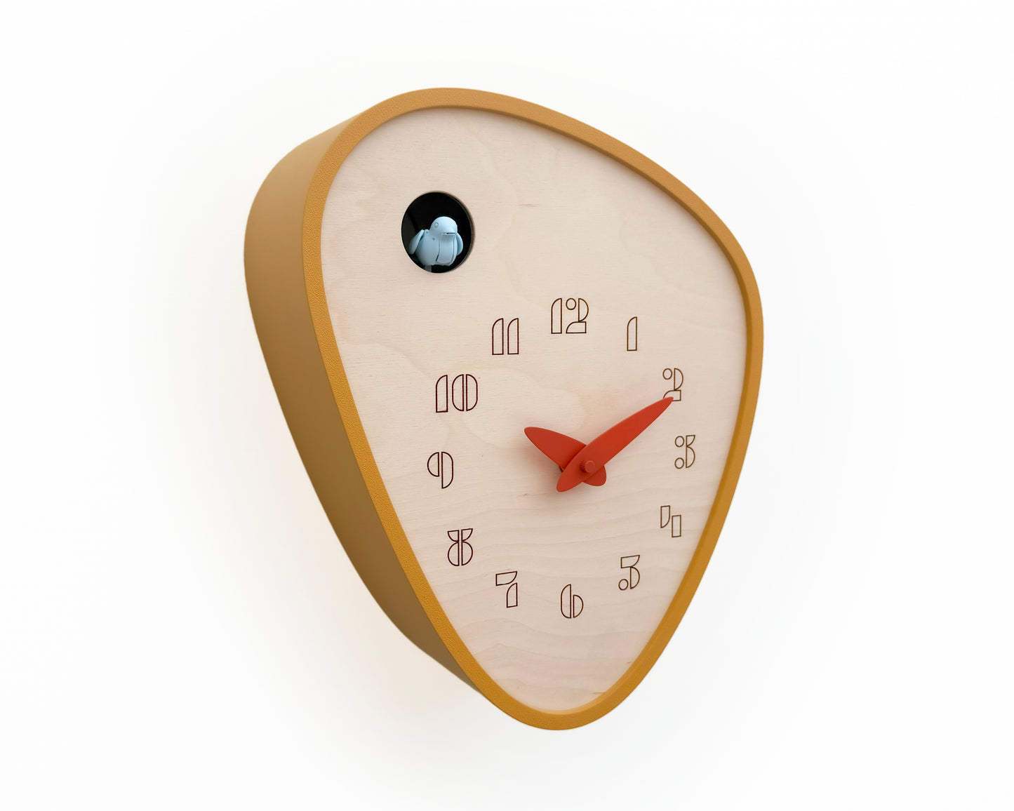 Cuckoo Clock - Amber with Mild Blue Bird and Autumn Clock Hands