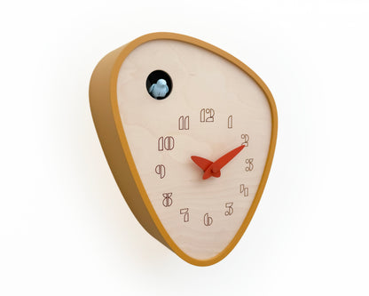 Cuckoo Clock - Amber with Mild Blue Bird and Autumn Clock Hands