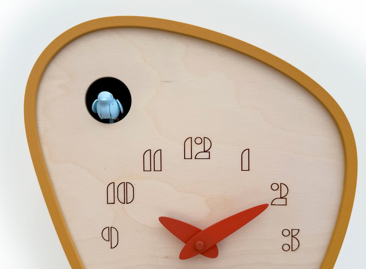 Cuckoo Clock - Amber with Mild Blue Bird and Autumn Clock Hands