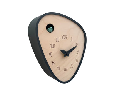 Handmade Anthracite Cuckoo Clock – Mold Green Bird, Birch Plywood