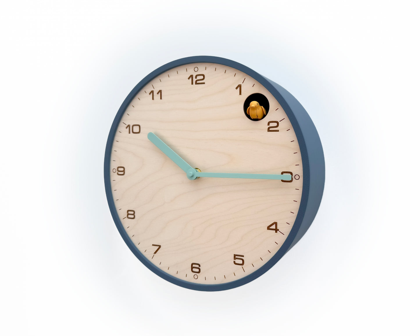 Modern Cuckoo Clock - Wind with Amber Bird and Mold Green Clock Hands