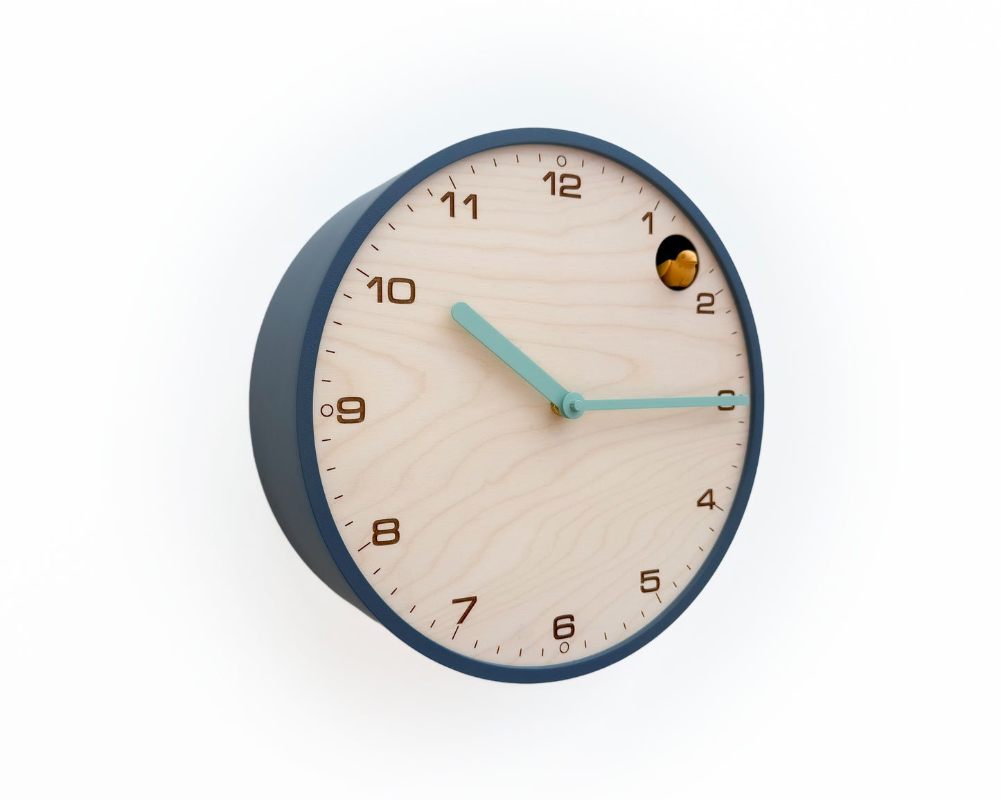 Modern Cuckoo Clock - Wind with Amber Bird and Mold Green Clock Hands
