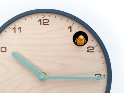 Modern Cuckoo Clock - Wind with Amber Bird and Mold Green Clock Hands