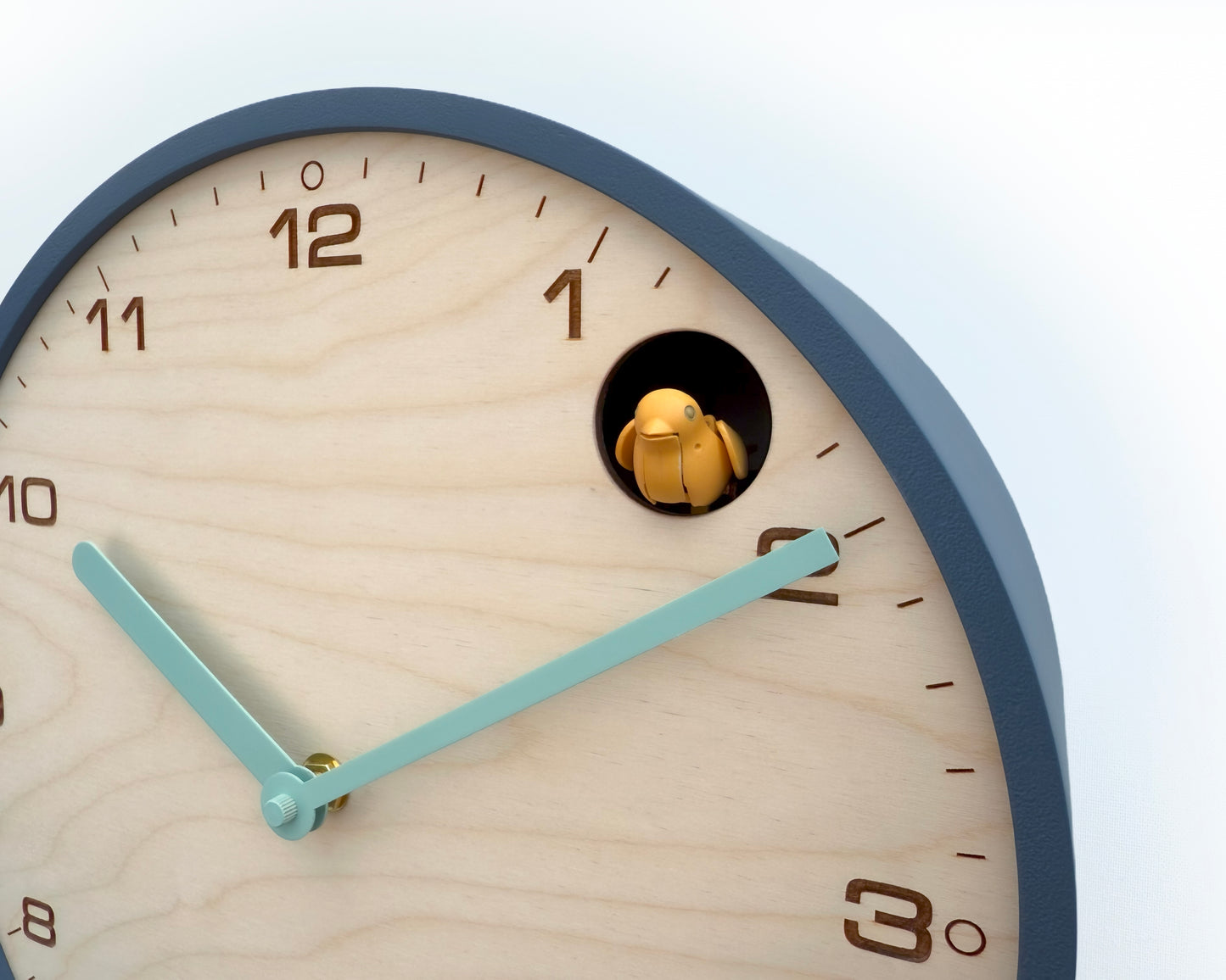 Modern Cuckoo Clock - Wind with Amber Bird and Mold Green Clock Hands