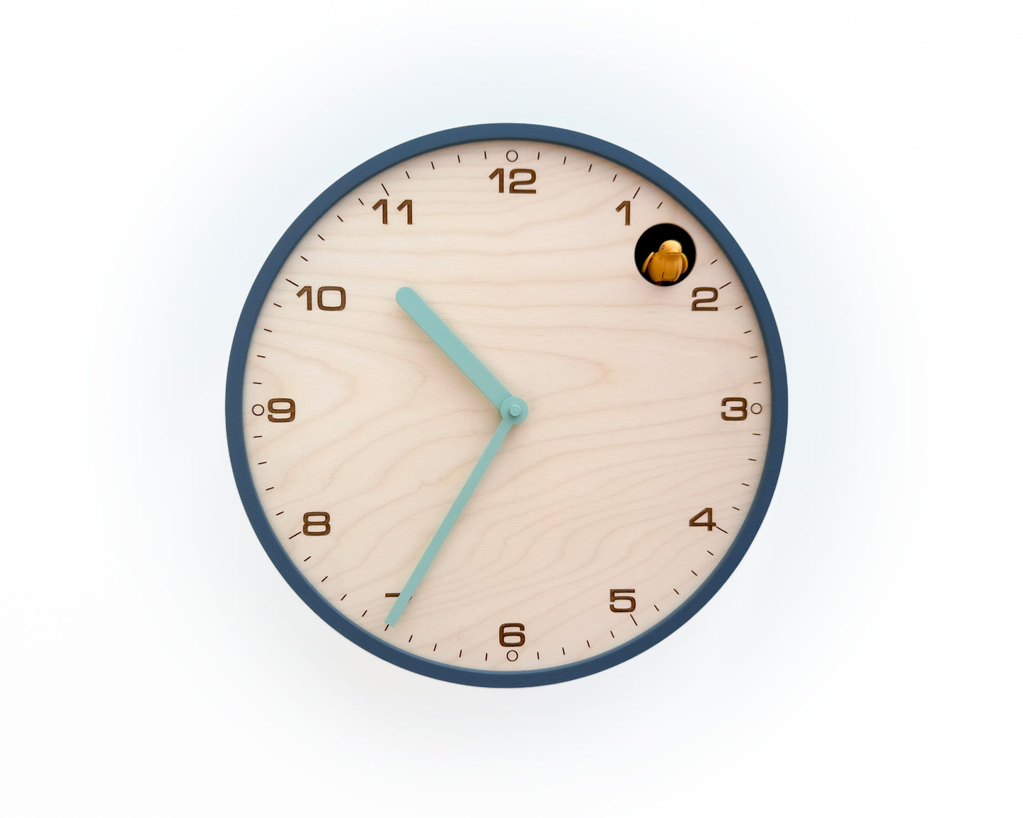 Modern Cuckoo Clock - Wind with Amber Bird and Mold Green Clock Hands