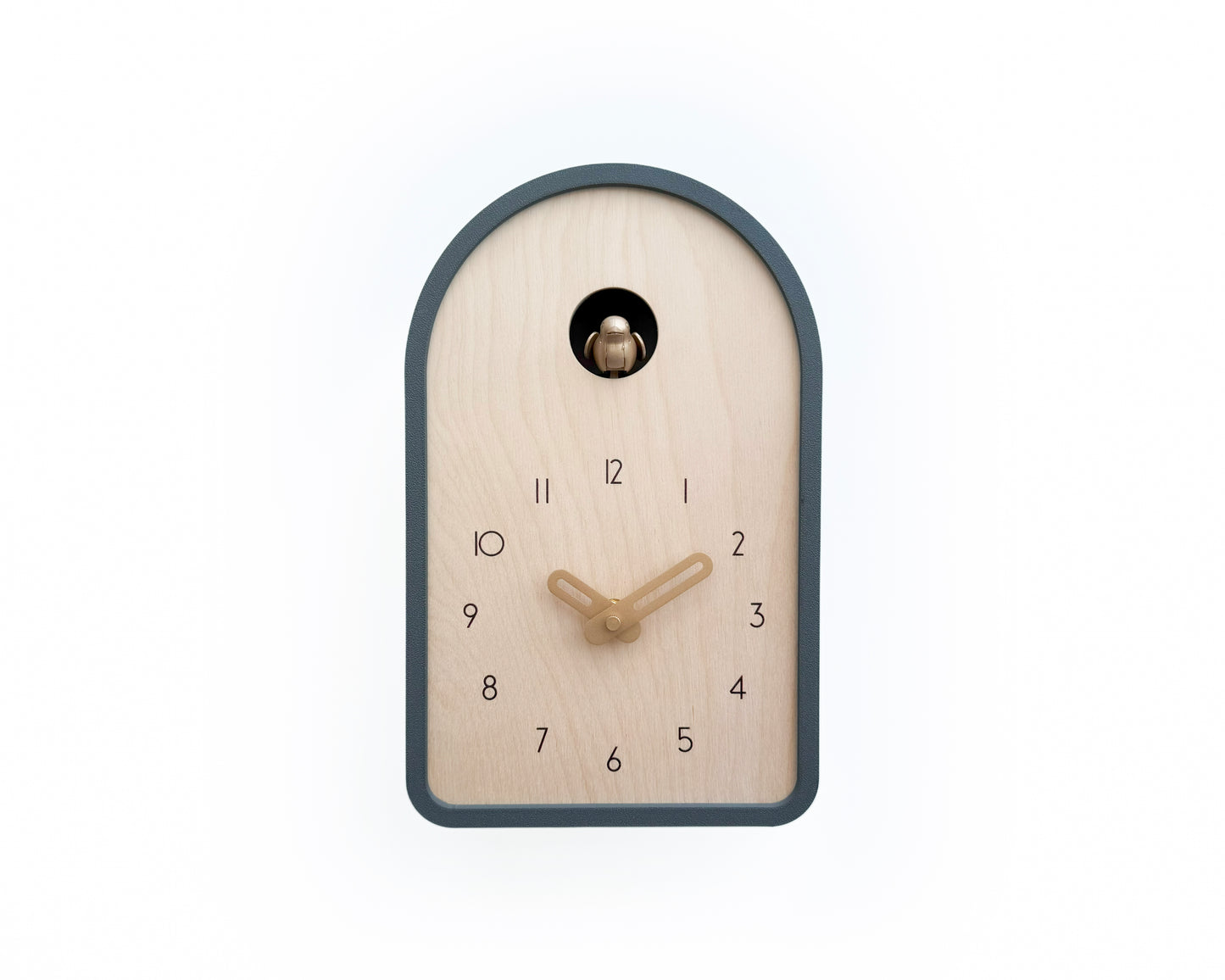 Modern Cuckoo Clock - Anthracite with Brass painted accessories