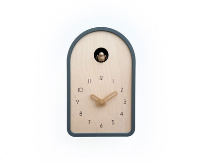 Modern Cuckoo Clock - Anthracite with Brass painted accessories