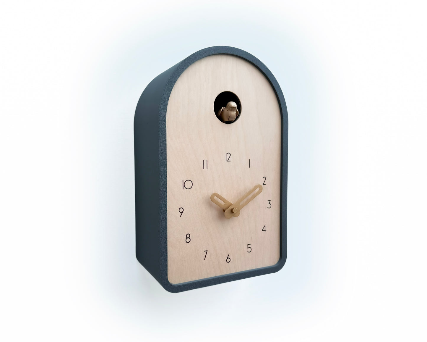Modern Cuckoo Clock - Anthracite with Brass painted accessories
