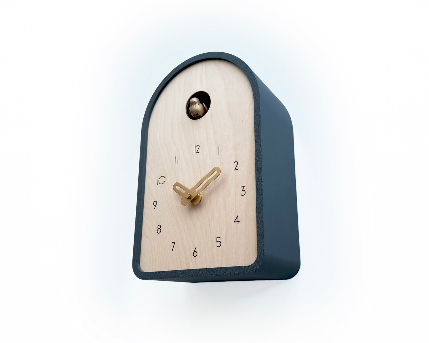 Modern Cuckoo Clock - Anthracite with Brass painted accessories