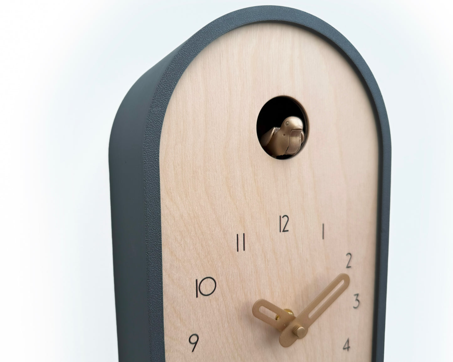 Modern Cuckoo Clock - Anthracite with Brass painted accessories