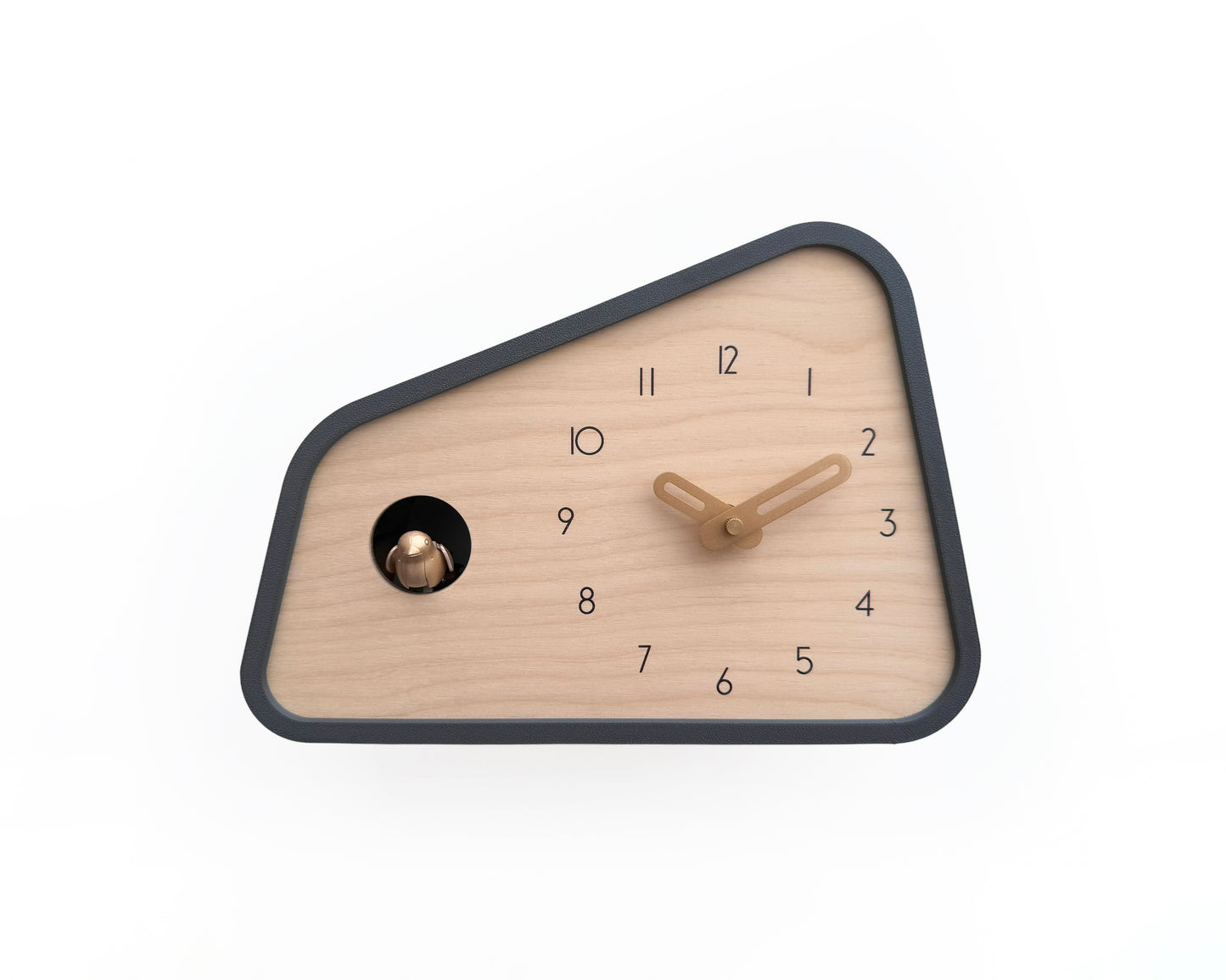 Modern Cuckoo Clock - Anthracite with Brass painted Accessories