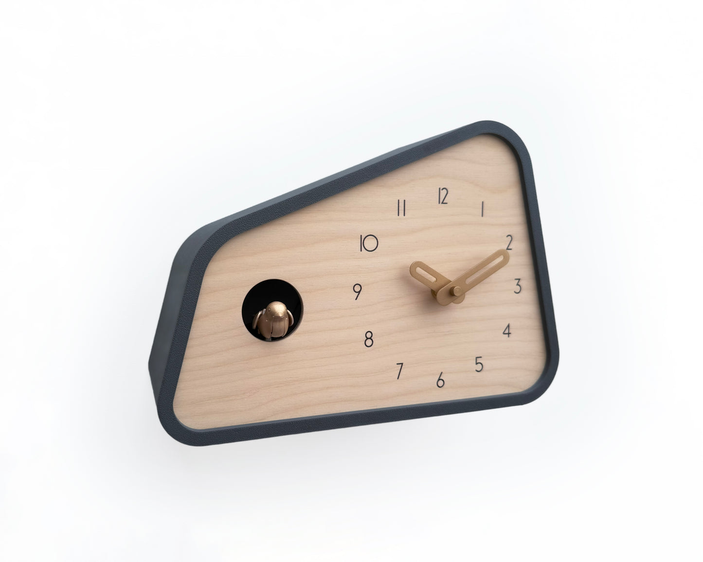 Modern Cuckoo Clock - Anthracite with Brass painted Accessories