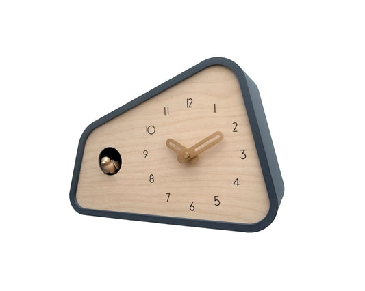 Modern Cuckoo Clock - Anthracite with Brass painted Accessories
