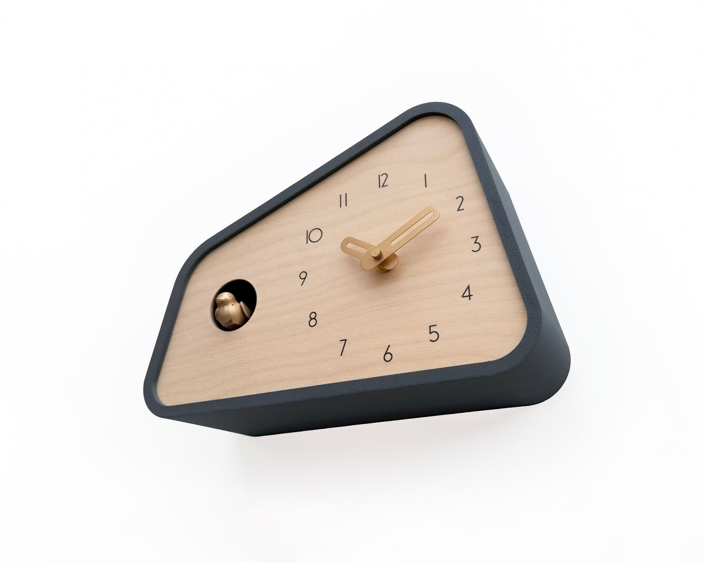 Modern Cuckoo Clock - Anthracite with Brass painted Accessories