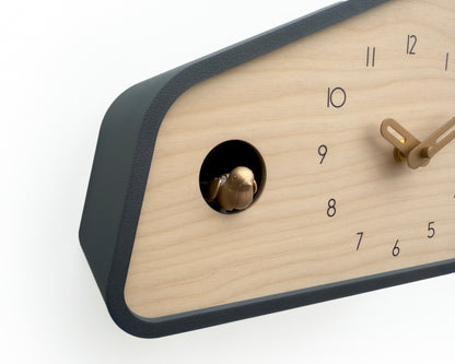 Modern Cuckoo Clock - Anthracite with Brass painted Accessories