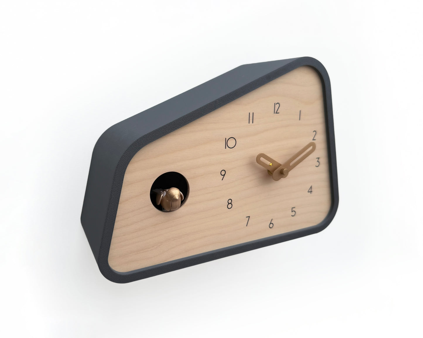 Modern Cuckoo Clock - Anthracite with Brass painted Accessories