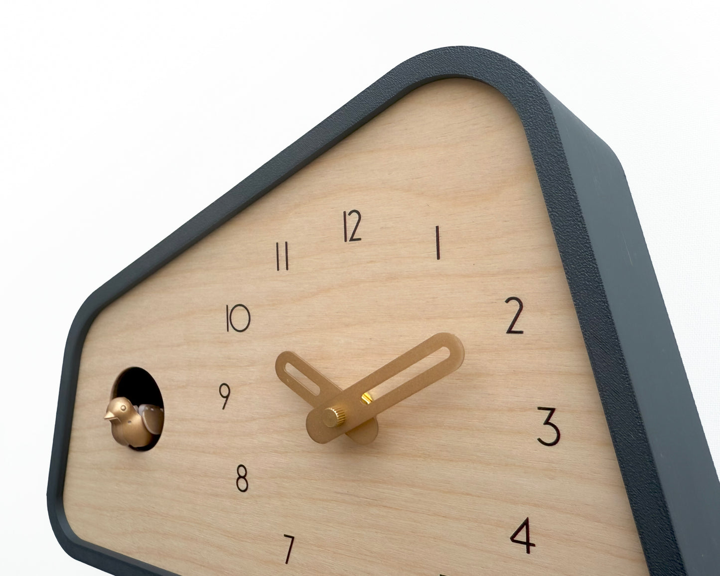 Modern Cuckoo Clock - Anthracite with Brass painted Accessories