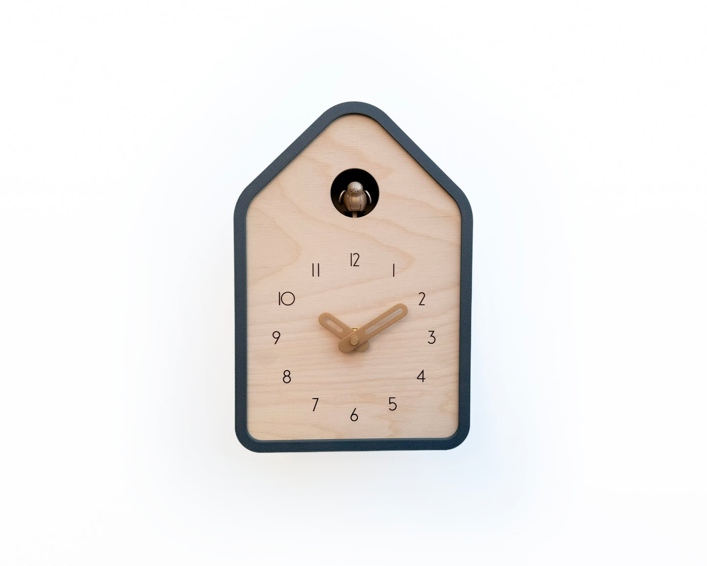 Modern Cuckoo Clock - Anthracite with Brass painted accessories