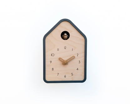 Modern Cuckoo Clock - Anthracite with Brass painted accessories