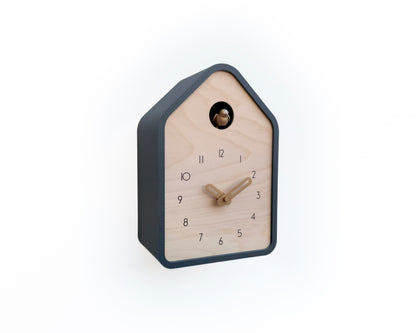 Modern Cuckoo Clock - Anthracite with Brass painted accessories
