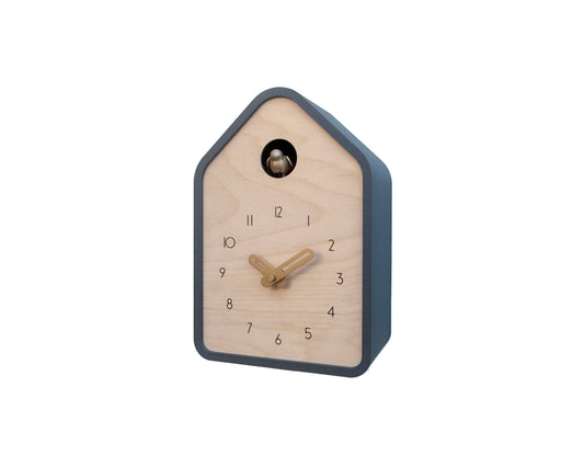 Modern Cuckoo Clock - Anthracite with Brass painted accessories