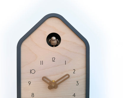 Modern Cuckoo Clock - Anthracite with Brass painted accessories