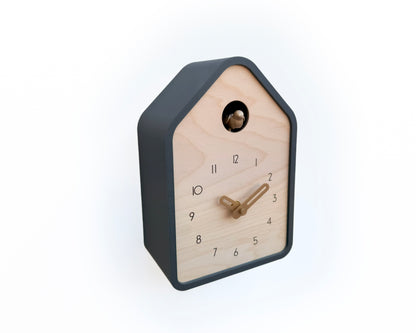 Modern Cuckoo Clock - Anthracite with Brass painted accessories