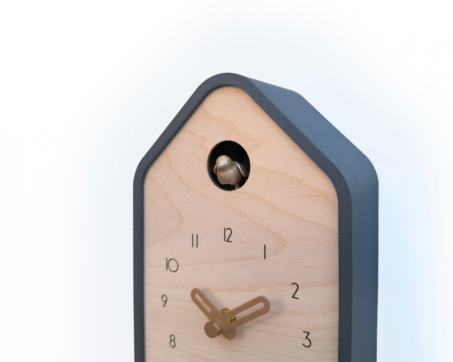 Modern Cuckoo Clock - Anthracite with Brass painted accessories