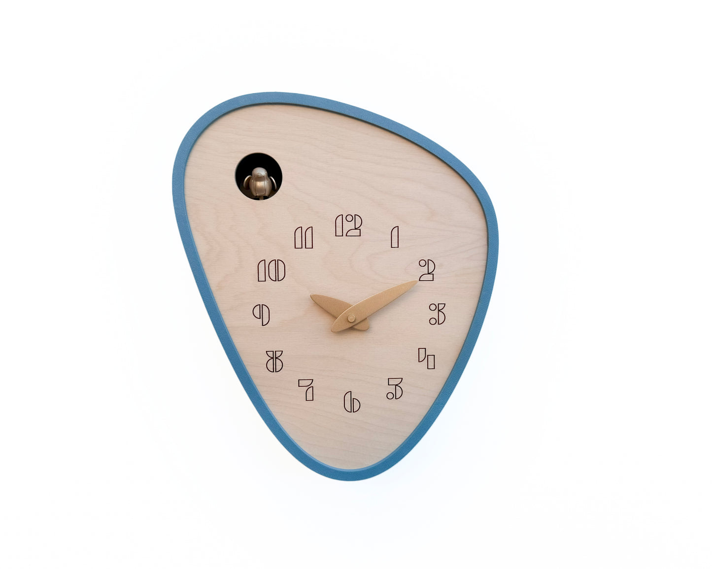 Cuckoo Clock - Muted Blue with Brass painted Accessories