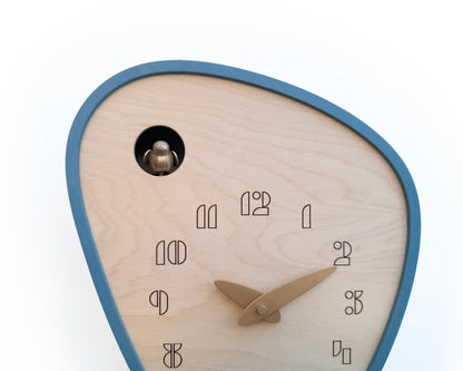 Cuckoo Clock - Muted Blue with Brass painted Accessories