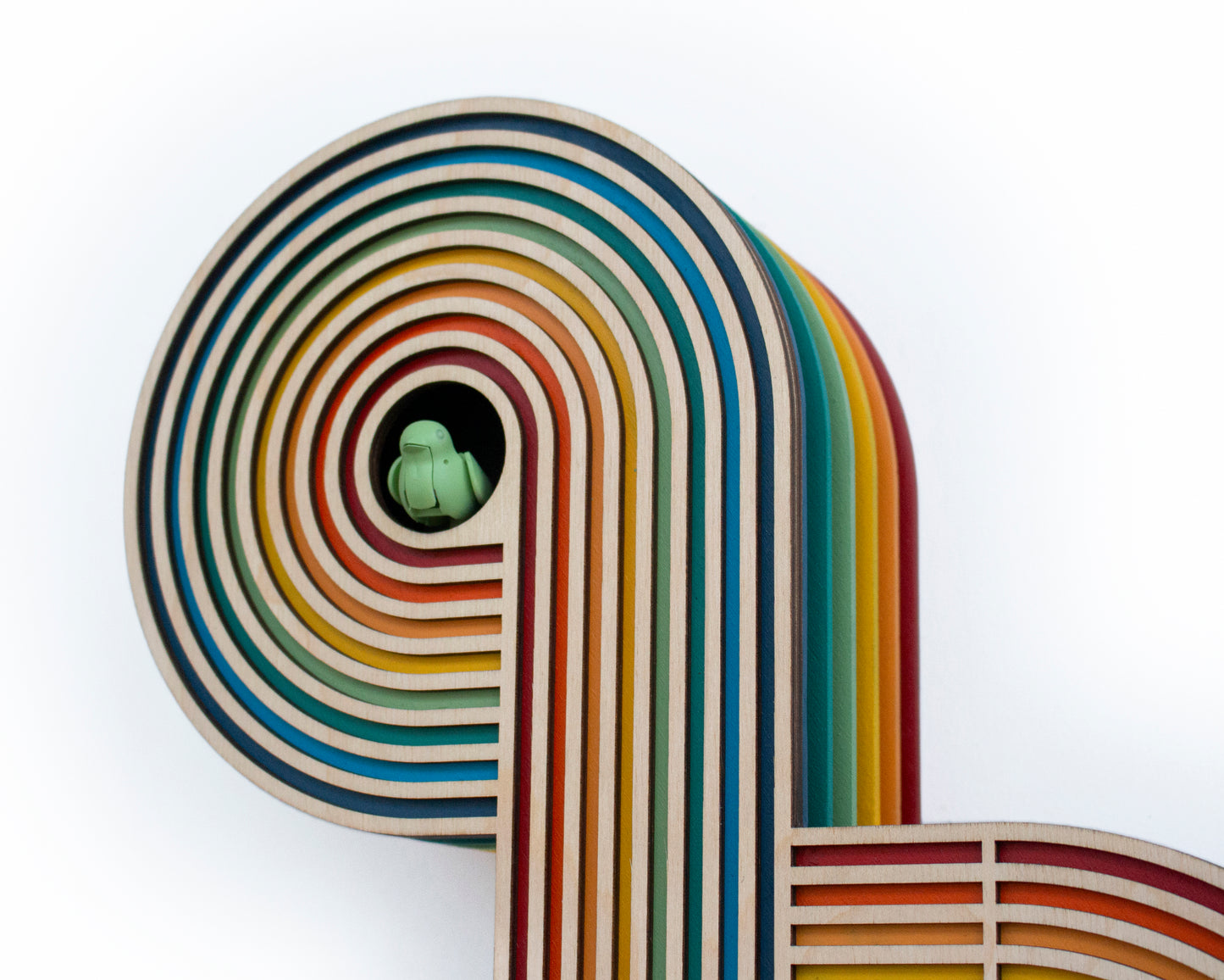 Colorful Cuckoo Clock, Layered Wood Wall Decor, Contemporary Design