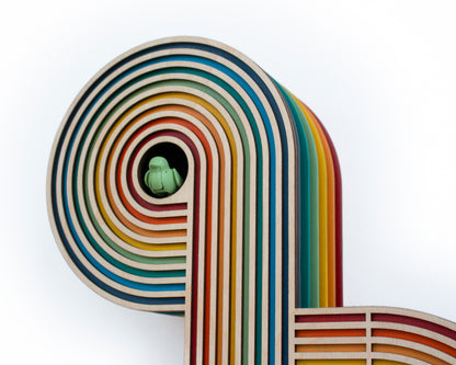 Colorful Cuckoo Clock, Layered Wood Wall Decor, Contemporary Design