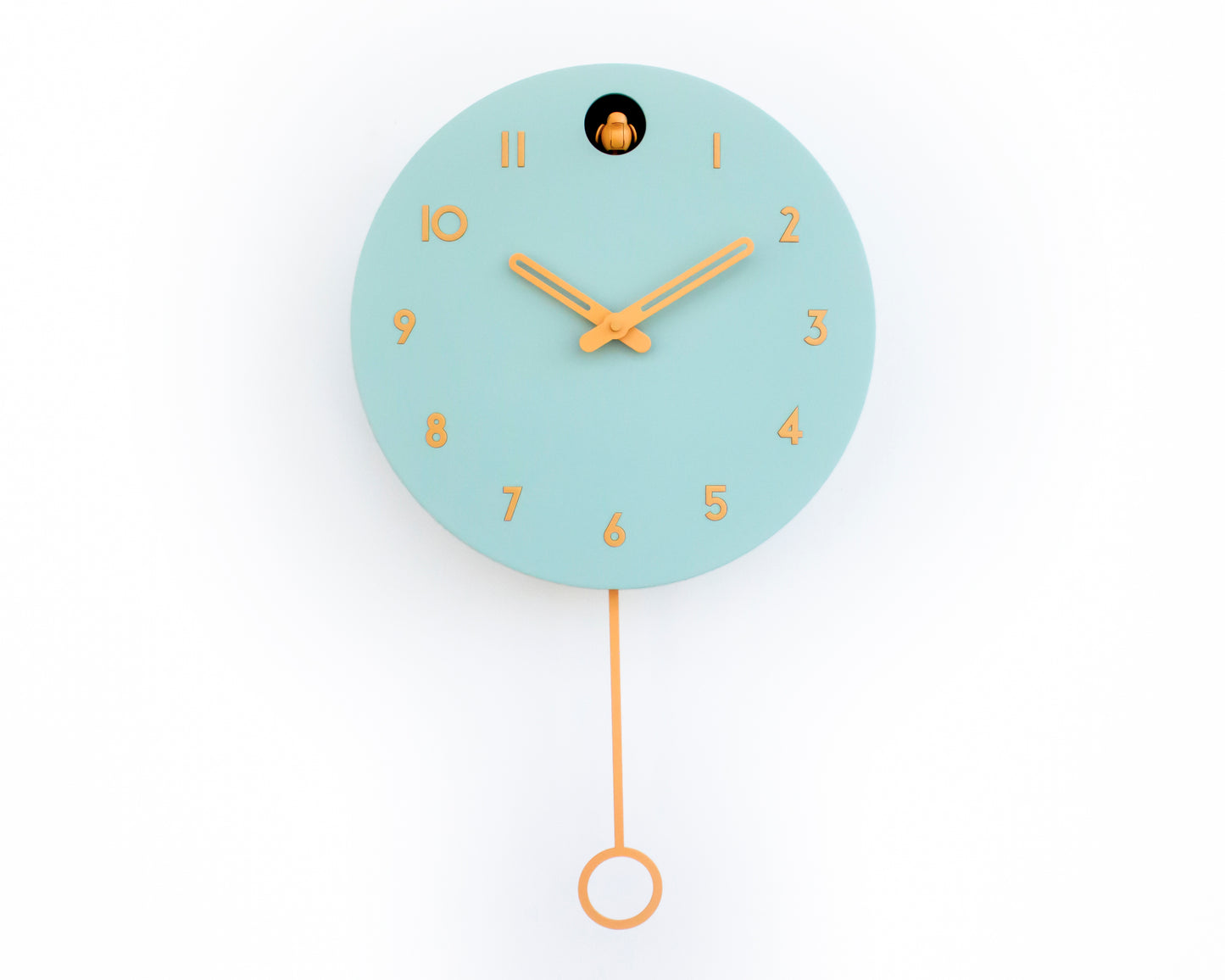 Modern Cuckoo Wall Clock – Mold Green & Amber Scandinavian Design