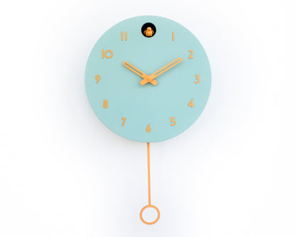 Modern Cuckoo Wall Clock – Mold Green & Amber Scandinavian Design