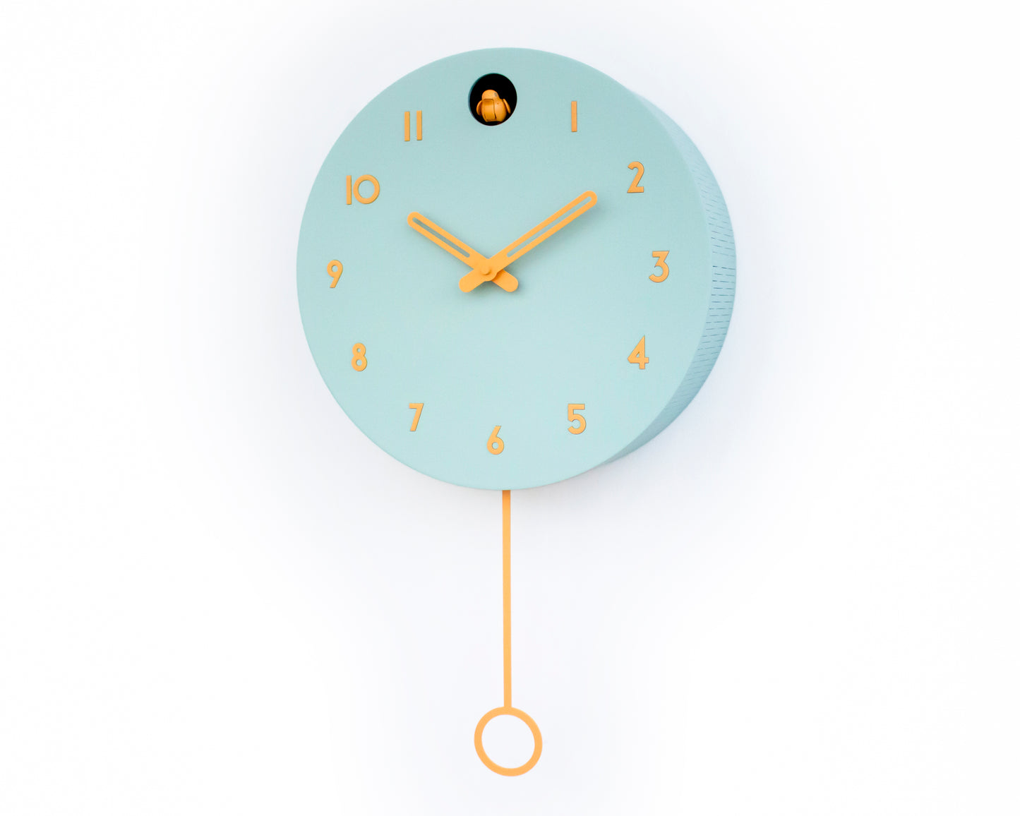 Modern Cuckoo Wall Clock – Mold Green & Amber Scandinavian Design