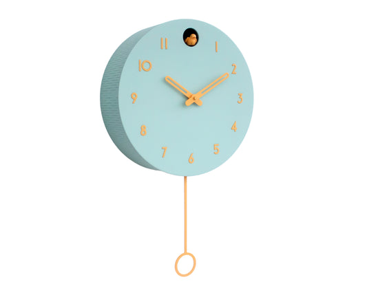 Modern Cuckoo Wall Clock – Mold Green & Amber Scandinavian Design