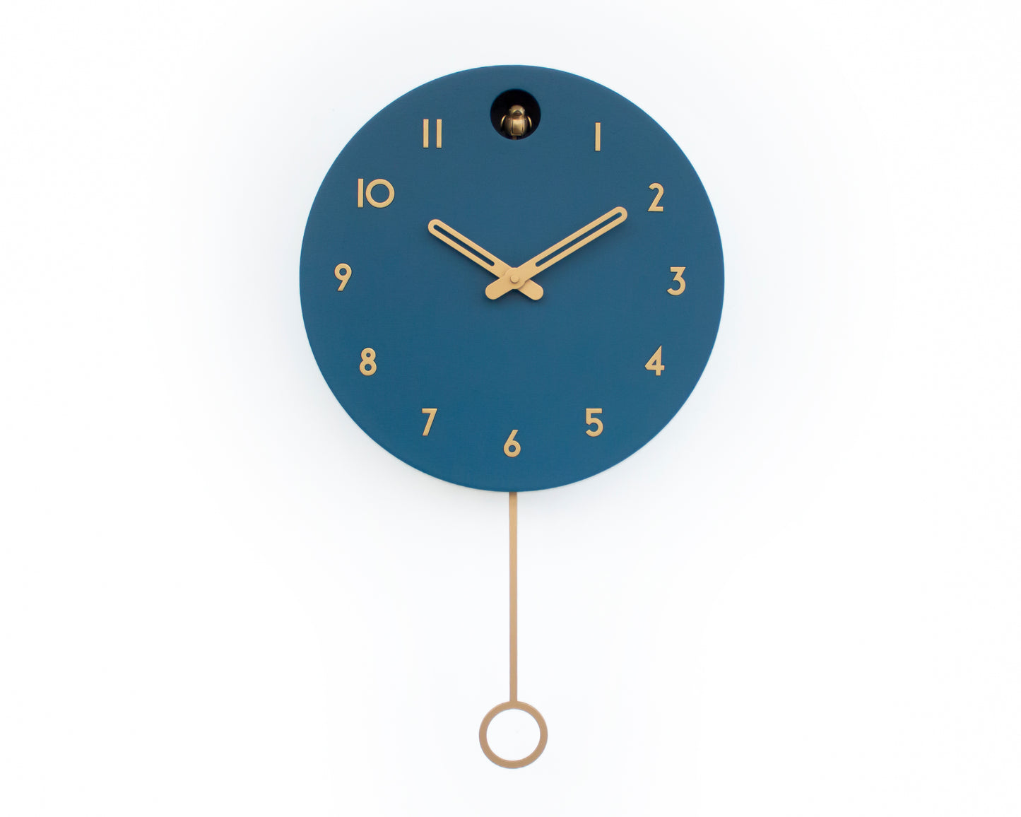 Fresco Cuckoo Clock, Modern Wall Decor, Brass Details, Minimalist Wooden Handmade Design