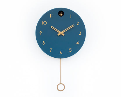 Fresco Cuckoo Clock, Modern Wall Decor, Brass Details, Minimalist Wooden Handmade Design