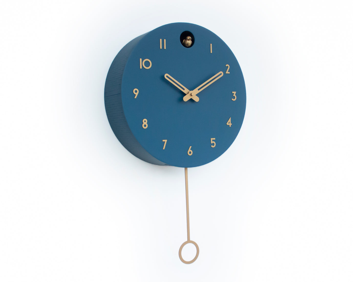 Fresco Cuckoo Clock, Modern Wall Decor, Brass Details, Minimalist Wooden Handmade Design