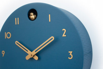 Fresco Cuckoo Clock, Modern Wall Decor, Brass Details, Minimalist Wooden Handmade Design