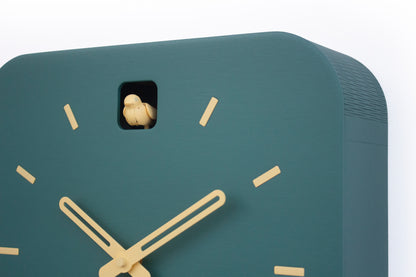 Minimalist Cuckoo Clock, Firuze Wall Clock with Saffron Details, Modern Home Decor