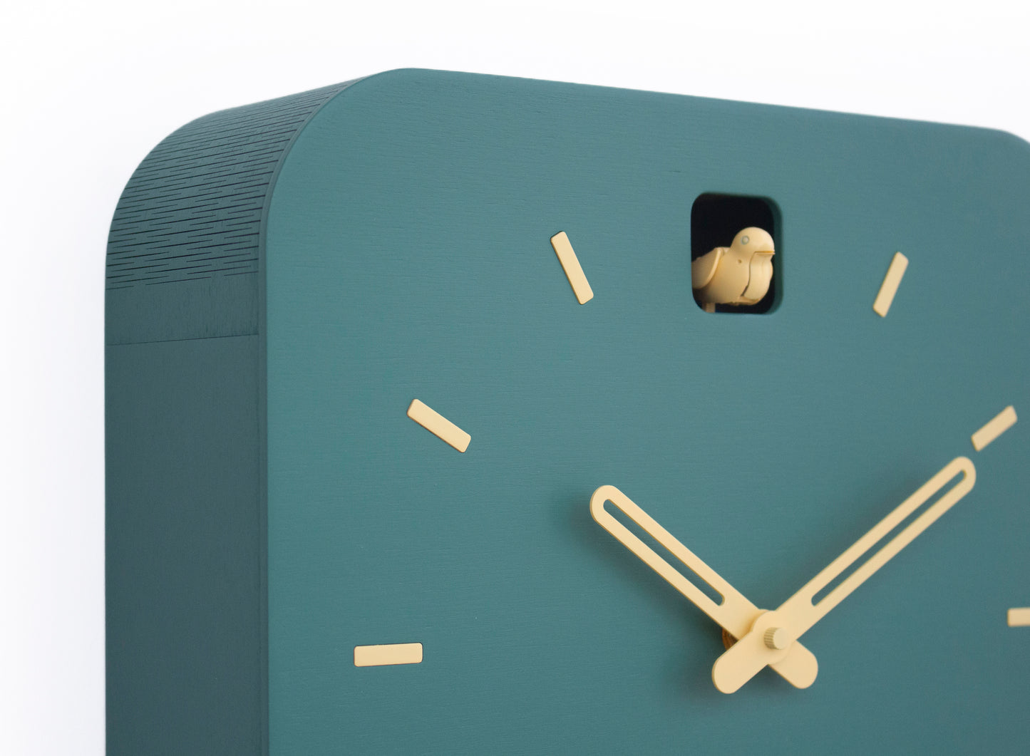 Minimalist Cuckoo Clock, Firuze Wall Clock with Saffron Details, Modern Home Decor