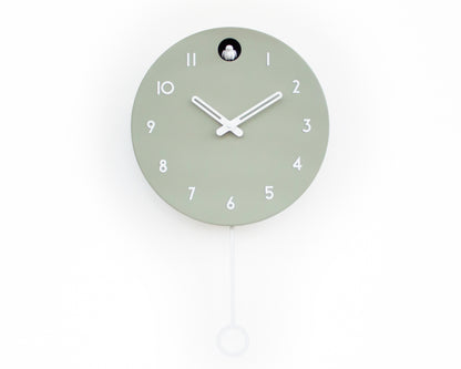 Linden Green Cuckoo Clock, Minimalist Wall Decor, Modern Wooden Design with White Details