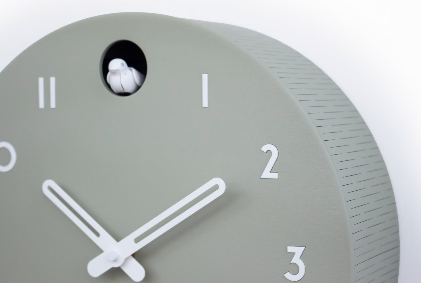 Linden Green Cuckoo Clock, Minimalist Wall Decor, Modern Wooden Design with White Details