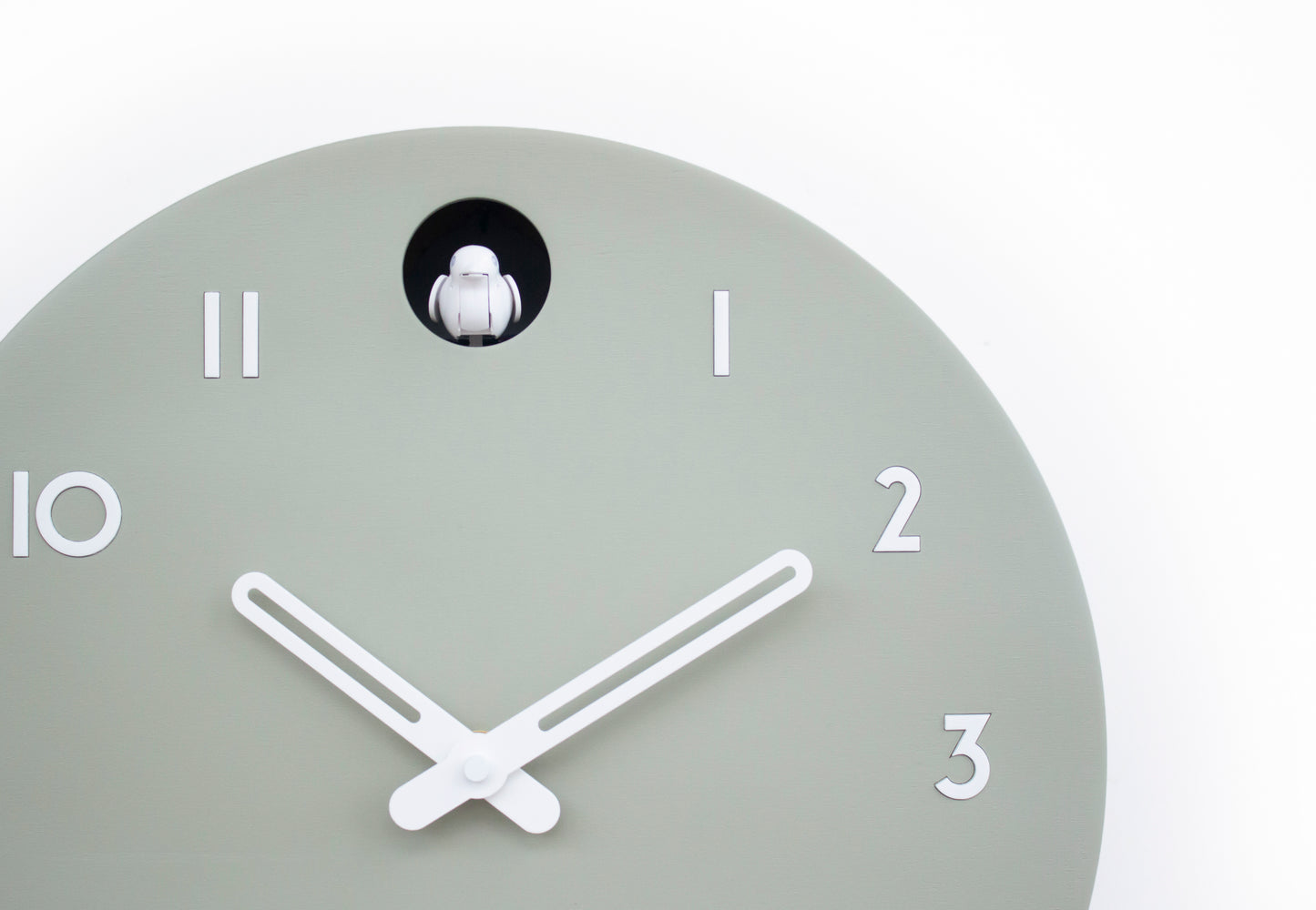Linden Green Cuckoo Clock, Minimalist Wall Decor, Modern Wooden Design with White Details