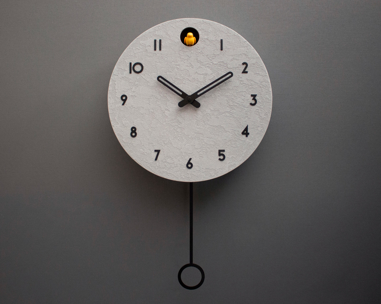 Concrete Cuckoo Clock – Minimalist Modern Wall Decor, Black Accent Designer Clock