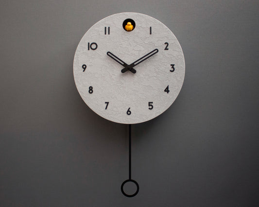 Concrete Cuckoo Clock – Minimalist Modern Wall Decor, Black Accent Designer Clock