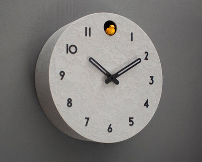 Concrete Cuckoo Clock – Minimalist Modern Wall Decor, Black Accent Designer Clock