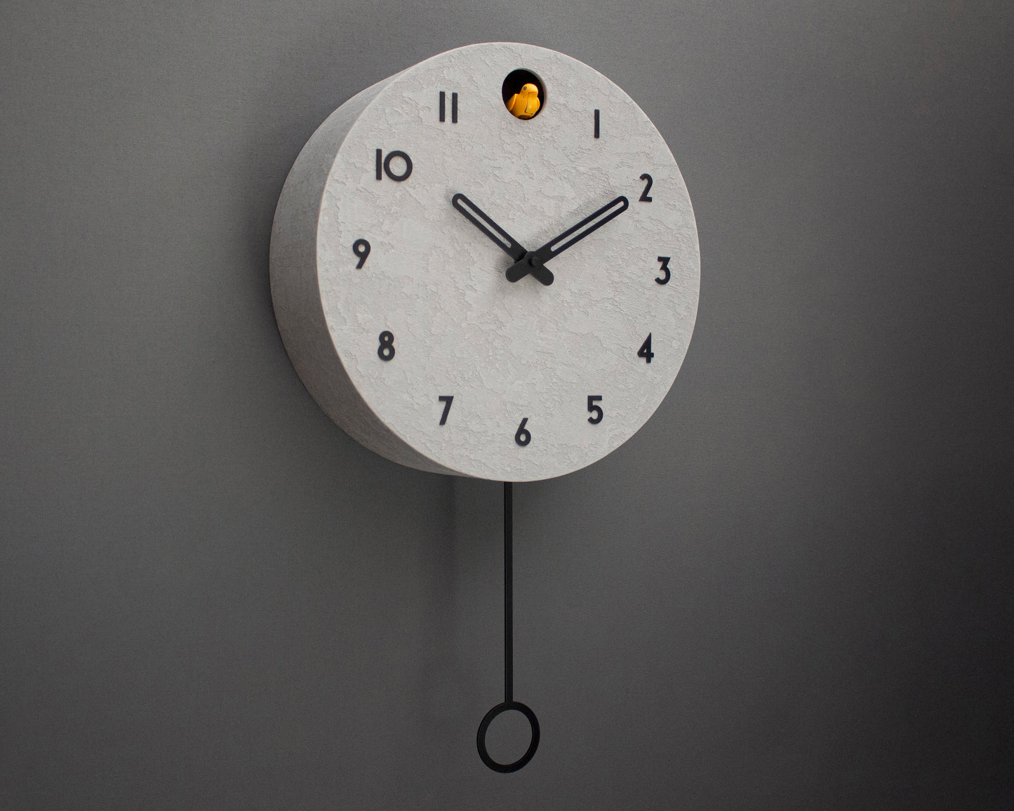 Concrete Cuckoo Clock – Minimalist Modern Wall Decor, Black Accent Designer Clock