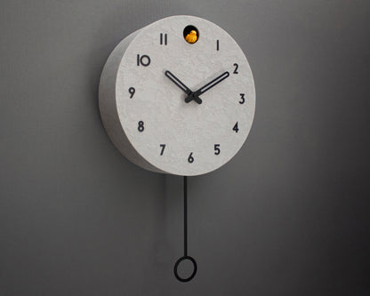 Concrete Cuckoo Clock – Minimalist Modern Wall Decor, Black Accent Designer Clock